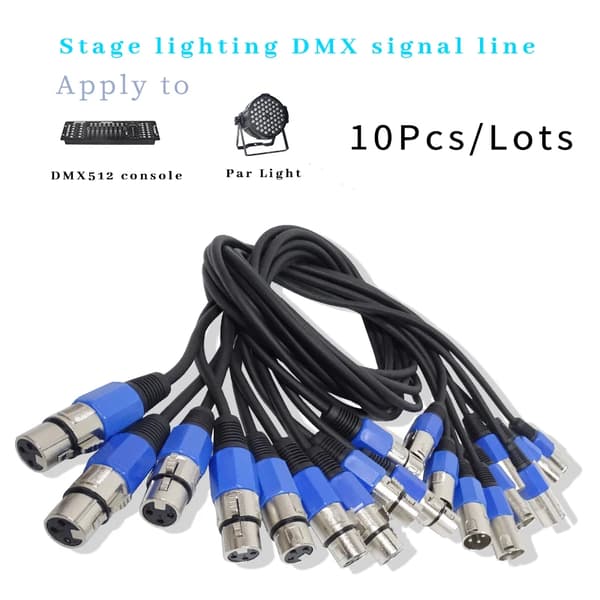 3-PIN DMX Kabel, Tilpasselige Længdeindstillinger, CE- og FCC-certificeret,2M Blå, DMX-Kabel