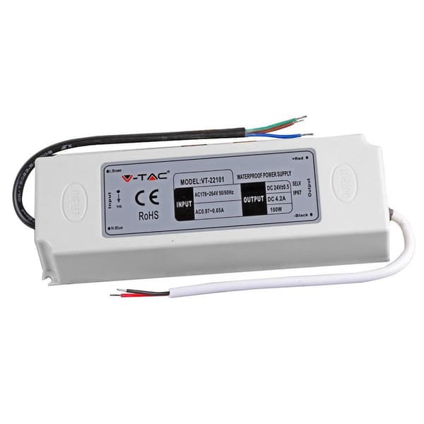 LED-strömförsörjning V-TAC VT-22101 100W 24V 4.16A IP65 (SKU 3101) Vit