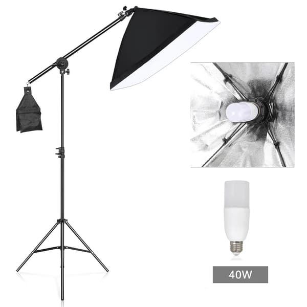 Fotograferings Softbox Belysningsset, Professionellt Kontinuerligt Ljussystem, 50x70cm,40W Glödlampa och Bar
