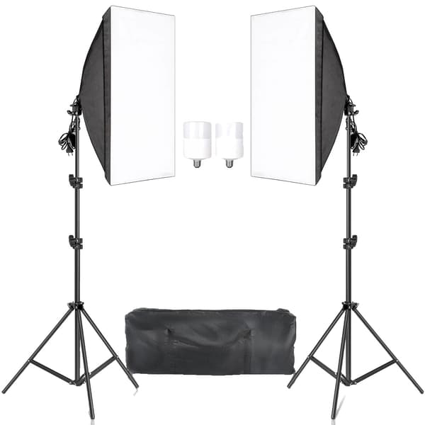 Studio Kit, Softbox-belysning, Justerbart Stativ,20W Vit