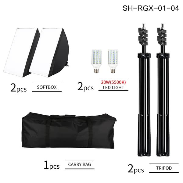Fotografi Softbox Kit, 135W LED-lampor, Justerbar stativhöjd 70-200CM,SH-RGX-01-04