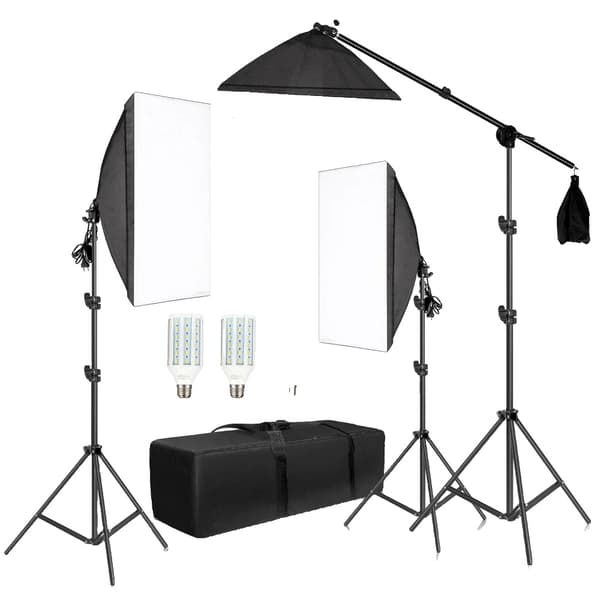 Softbox-belysningskit, 3 softboxar, justerbara ljusstativ,3st Kall Vit Lampa