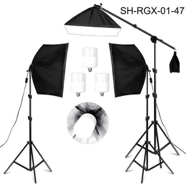Fotografi Softbox Belysningskit, 3 Softboxar, Justerbara Ljusstativ,3st 40W glödlampor