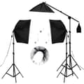 Miniatyrbild 1 av 2: Fotografi Softbox Belysningskit, 3 Softboxar, Justerbara Ljusstativ,3st 40W glödlampor