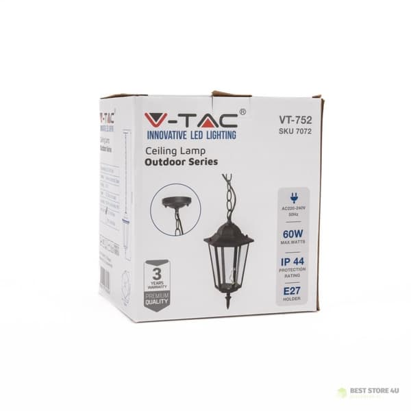 Havependellampe med kæde V-TAC lampe mat sort VT-752