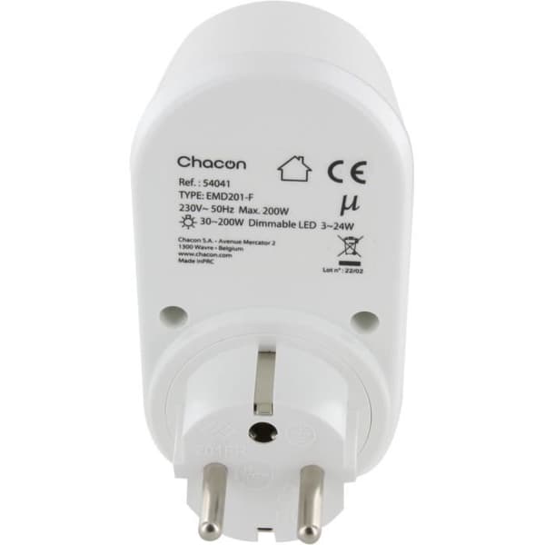 Lysdæmperfatning - CHACON - 54041 - Hvid - 200W - Kompatibel med LED- og glødepærer
