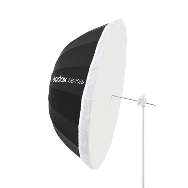 Parabolisk Paraply, 105 cm Diameter, Svart Silver Diffusor,Kit 2