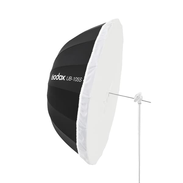 Parabolisk Paraply, 105 cm Diameter, Svart Silver Diffusor,Kit 2