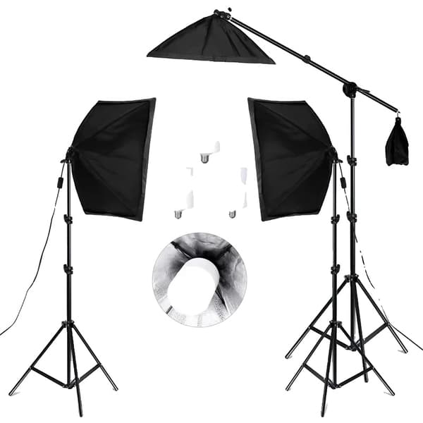 Fotografi Softbox Belysningskit, 3 Softboxes, Justerbare Lystativer,3stk 40W pærer