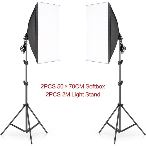 Fotografi Softbox Belysningskit, 50 x 70CM Softbox, 2M Lystativ,Ingen pærer Ingen taske