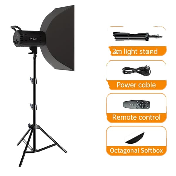 LED Videolys, 115W Softbox, Fjernbetjening,115W sæt 1