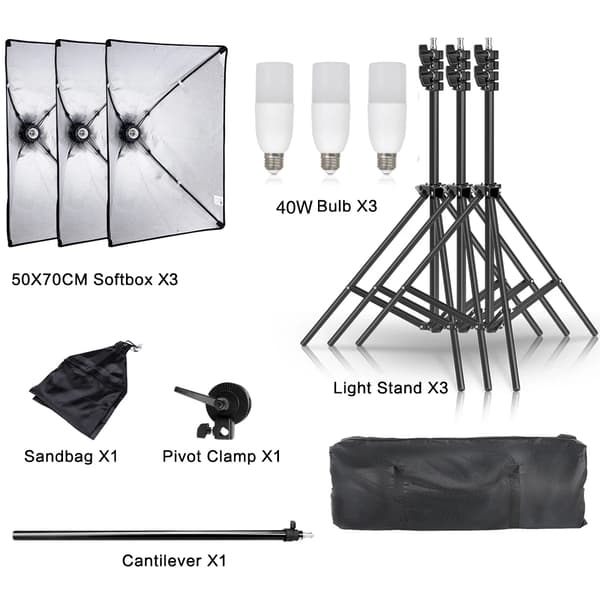 Professionell fotostudio softbox belysningskit, justerbara stativ, hållbar boom-arm,SH-RGX-01-61