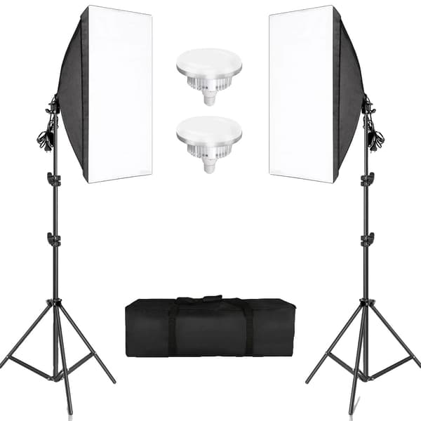 Softbox-belysningskit, 3 softboxar, justerbara ljusstativ,70W UFO-lampor