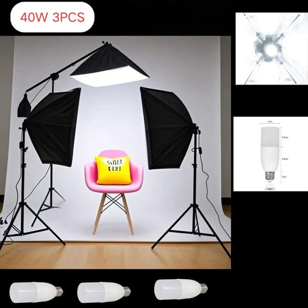 Fotografi Belysningskit, 40W og 135W Muligheder, 50x70CM Softbox,3PCS 40W
