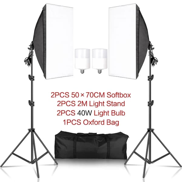 Fotografibelysningskit, 2 st 50x70CM Softboxar, 45W UFO-lampor,40W LED-lampor