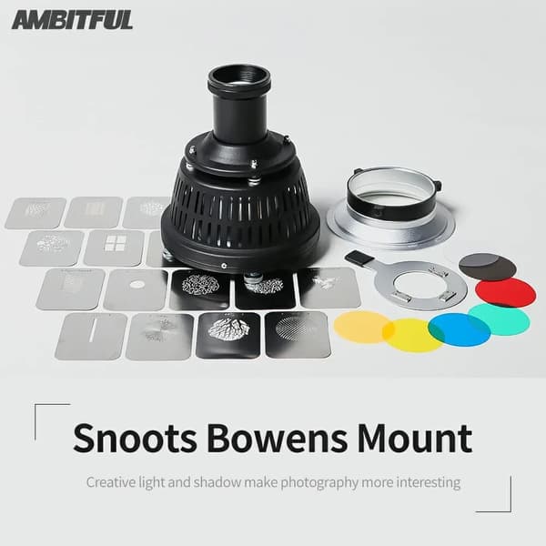 Valokuvaussnootti, Fresnel-linssi, Bowens-kiinnitys,Bowens Mount in Finnish is "Bowens-teline".