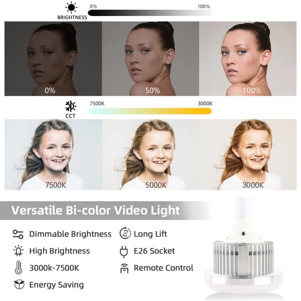Studiofotografi Ljuskit, Bi-färgad LED-lampa, Dimmbar ljusstyrka,svart