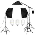 Miniatyrbillede 1 af 2: Softbox Belysningskit, 3 Softboxe, Justerbare Lystativer,3stk 2-farvet pærer