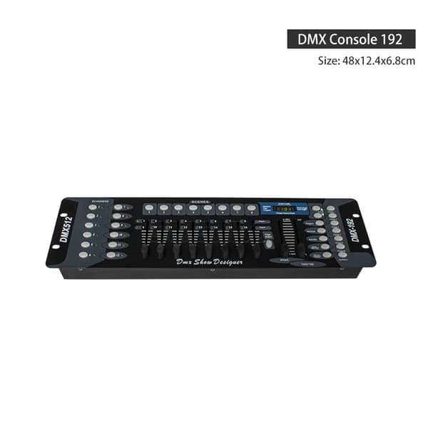 DMX-controller, 192 DMX-kanaler, 8 programmerbare scener, indbygget mikrofon,192 Konsol, EU stik