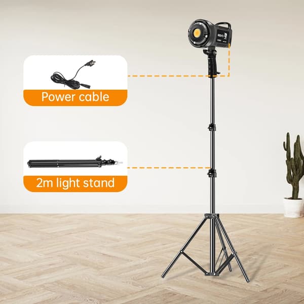 Fotograferings LED-videolampa, justerbar färgtemperatur på 1000-9000K, hög CRI 95,med 2m stativ