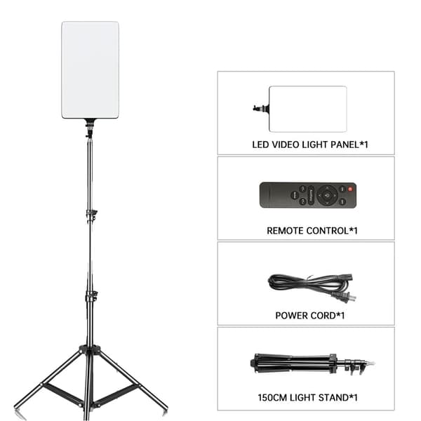 LED Video Lys Panel, Justerbar Lysstyrke, Bi-Farvet Temperatur,med 150 cm stativ