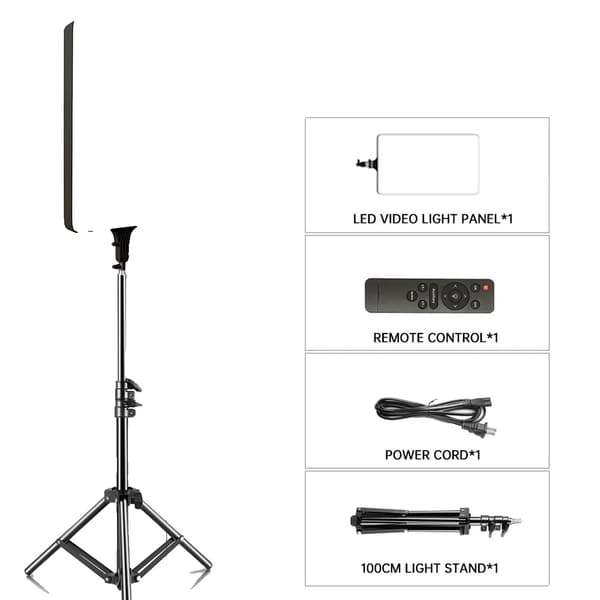 LED Video Lys Panel, Justerbar Lysstyrke, Bi-Farvet Temperatur,med 100 cm stativ