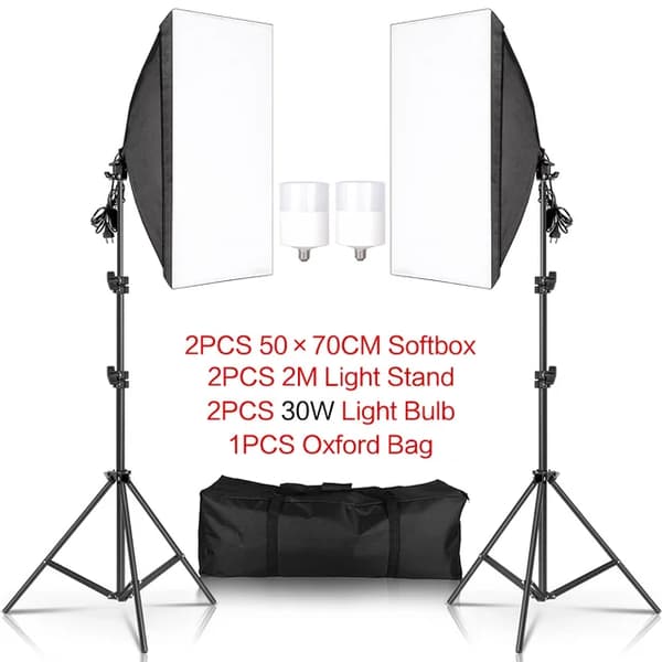 Valokuvausvalaisinpaketit, softbox-suunnittelu, ammattimaiset E27-valokuvalamput, 30W LED-lamput