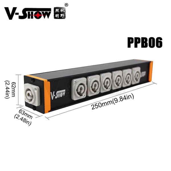 Powercon Strømdistributionsboks, 6 porte, Scenebelysnings Tilbehør