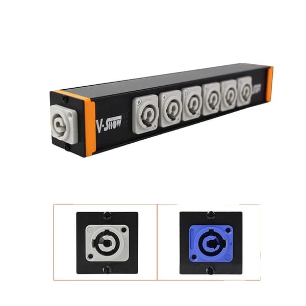 Powercon Strømdistributionsboks, 6 porte, Scenebelysnings Tilbehør