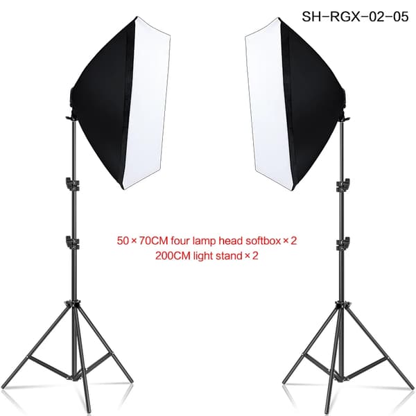 Softbox-belysningskit, 50x70 cm softboxar, justerbara stativ,SH-RGX-02-05