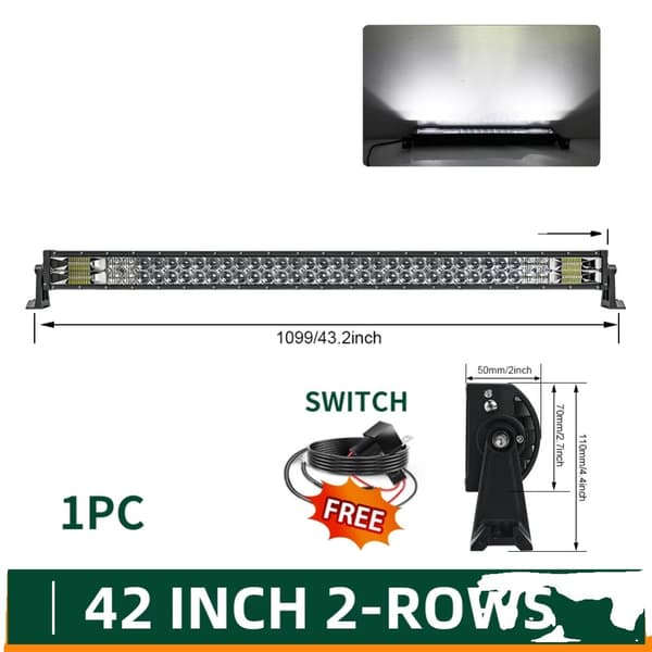 Offroad LED-valo, kaksoisrivi, 6000K-6500K väri lämpötila, IP68-luokiteltu,42tuuman Suora