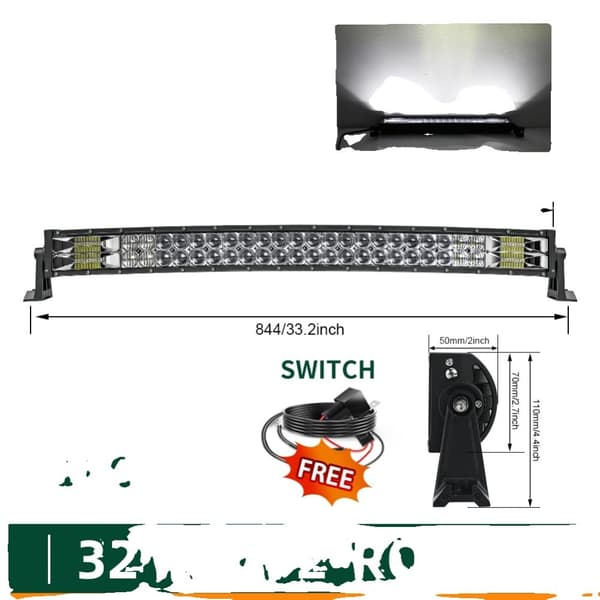 Offroad LED Lygtebar, Dobbelt Række, 6000K-6500K Farvetemperatur, IP68 Klassificeret,32tommer Buet