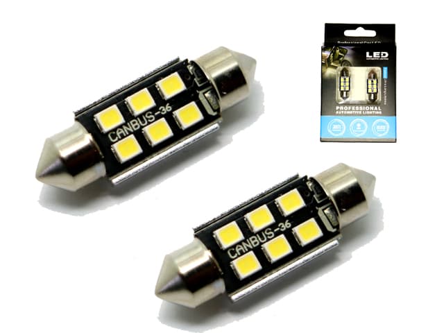Canbus C5W 36mm spollampa Led 6000K 2-pack 12v festoon
