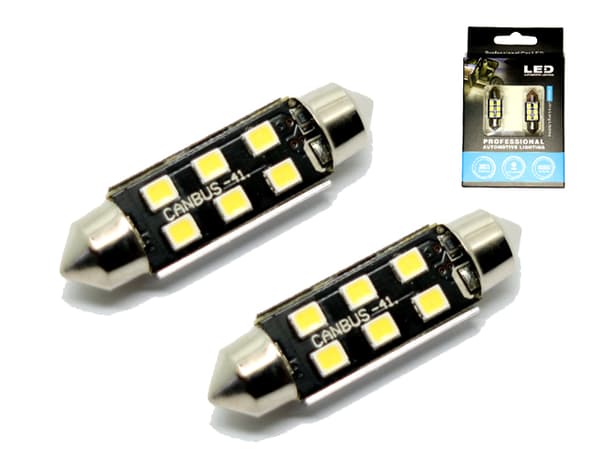 Canbus C5W 41mm 42mm spollampa Led 6000K 2-pack 12v festoon
