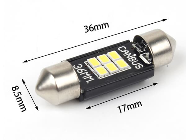 Canbus C5W 36mm spollampa Led m 6st 3020SMD 6000K 36 mm 2-pack