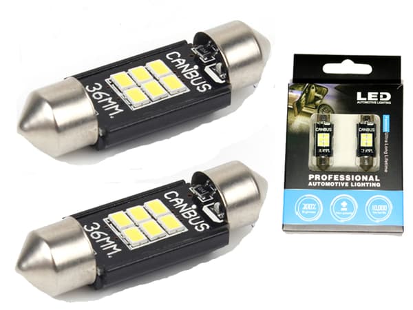 Canbus C5W 36mm spollampa Led m 6st 3020SMD 6000K 36 mm 2-pack
