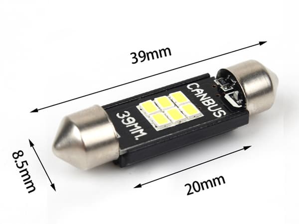 Canbus C5W 39mm spollampa Led m 6st 3020SMD 6000K 39 mm 2-pack