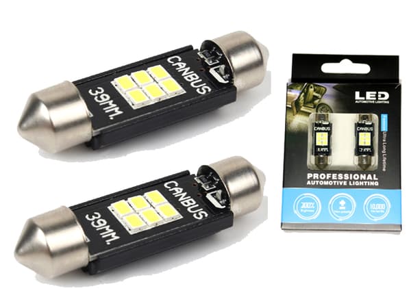 Canbus C5W 39mm spollampa Led m 6st 3020SMD 6000K 39 mm 2-pack