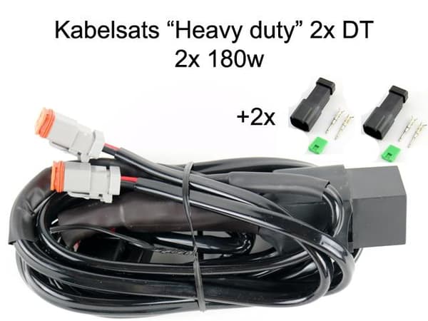 Kabelsats 80A reläkabel strömkabel arbetsljus ledramp 2x DT