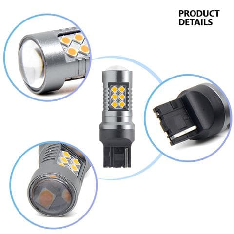 T20 w21w 6000k 2-pack Ledlampor chip 7440 w3x16d