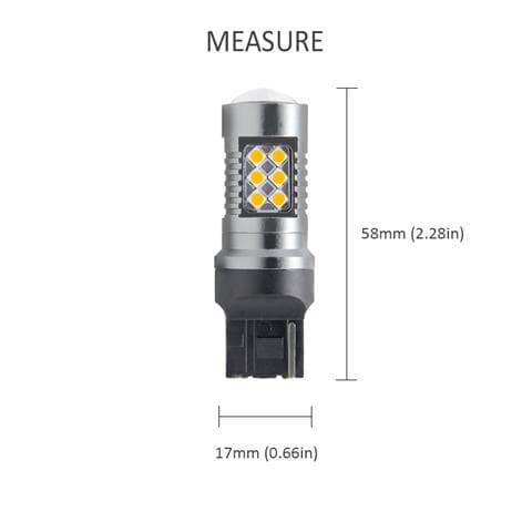 T20 w21w 6000k 2-pack Ledlampor chip 7440 w3x16d