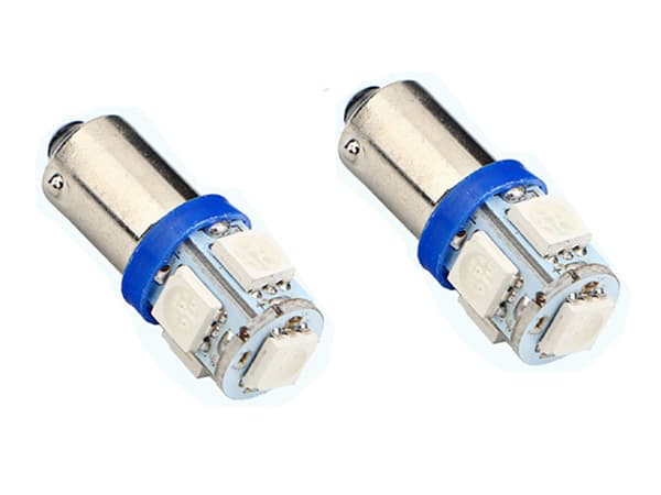 BA9S Led med 5st SMD5050 chip 2-pack T4W styling Blåa 2-pack
