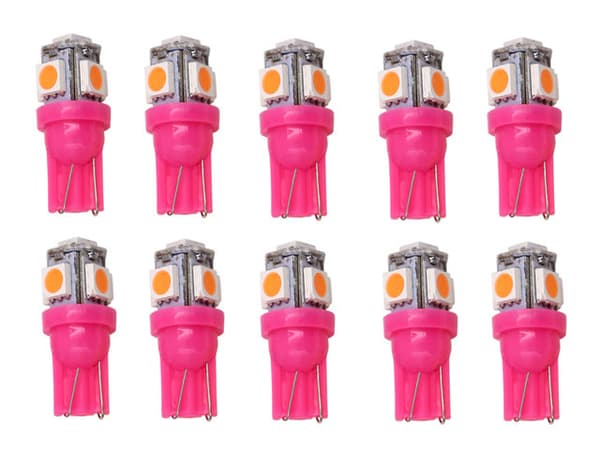 T10 w5w Pink / Rosa Led med 5st 5050SMD chip 12v DC  10-pack
