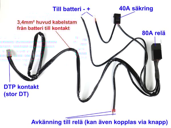 Kabelsats Heavy Duty 80A 12v reläkabel arbetsljus ledramp 1x DTP