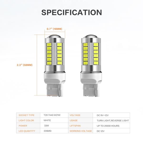 2x 7440 W21W T20 33st smd 5730