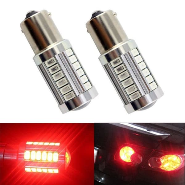 2x Röd BA15S P21W 7056 1156 33st smd 5630
