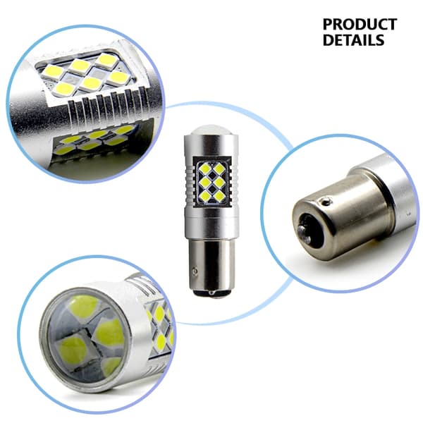 Ba15s  p21w Röd Led med 24st 2835smd ledchip 2-pack bromsljus
