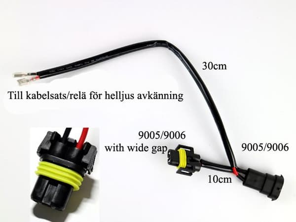 HB3 9005 helljus avkännings skarvkabel för extraljus el. ledramp