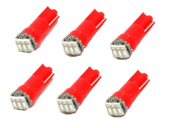 T5 6-pack Led med 4014SMD chip w2x4.6d W2.1  W1.2W W2.3W Röda 6-pack