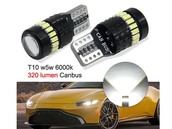 T10 w5w 6000k Led lampor Canbus 320 lumen chip 2-pack